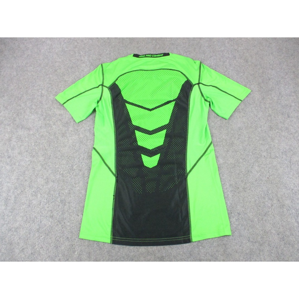 Nike Shirt Mens Small Green Black Nike Pro Combat Short Sleeve Athletic Running
